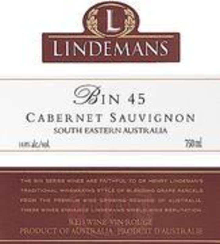 Lindeman’s Bin Series Bin 45 Cabernet Sauvignon 2001 Front Label