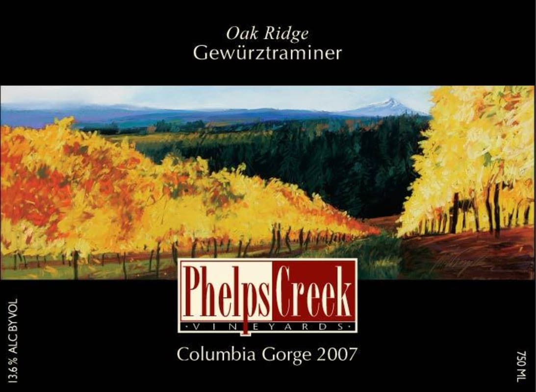 Phelps Creek Wines Oakridge Gewurztraminer 2007 Front Label