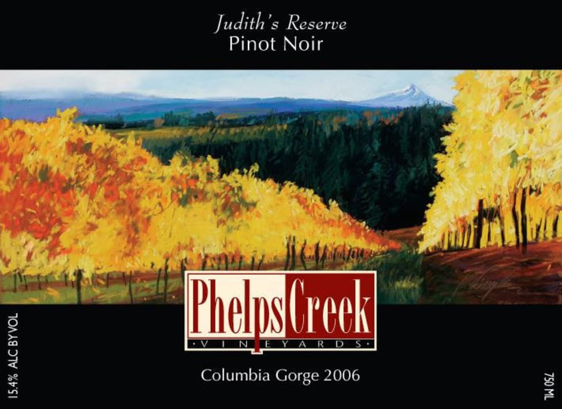 Phelps Creek Wines Judiths Reserve Pinot Noir 2006 Front Label