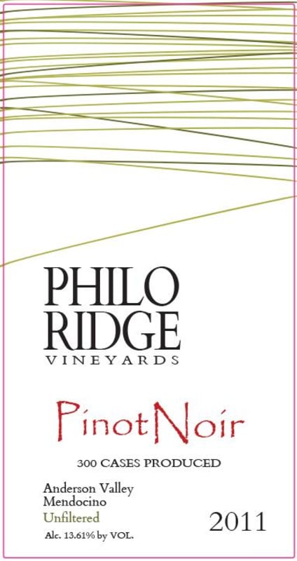 Philo Ridge Vineyards Pinot Noir 2011 Front Label