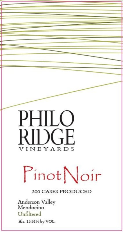 Philo Ridge Vineyards Pinot Noir 2012 Front Label