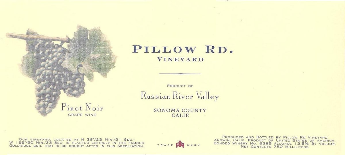 Pillow Rd. Pinot Noir 2011 Front Label