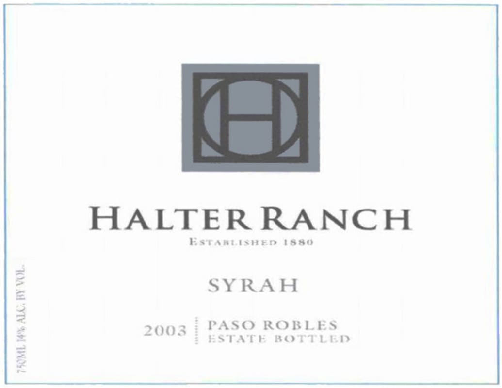 Halter Ranch Syrah 2003 Front Label