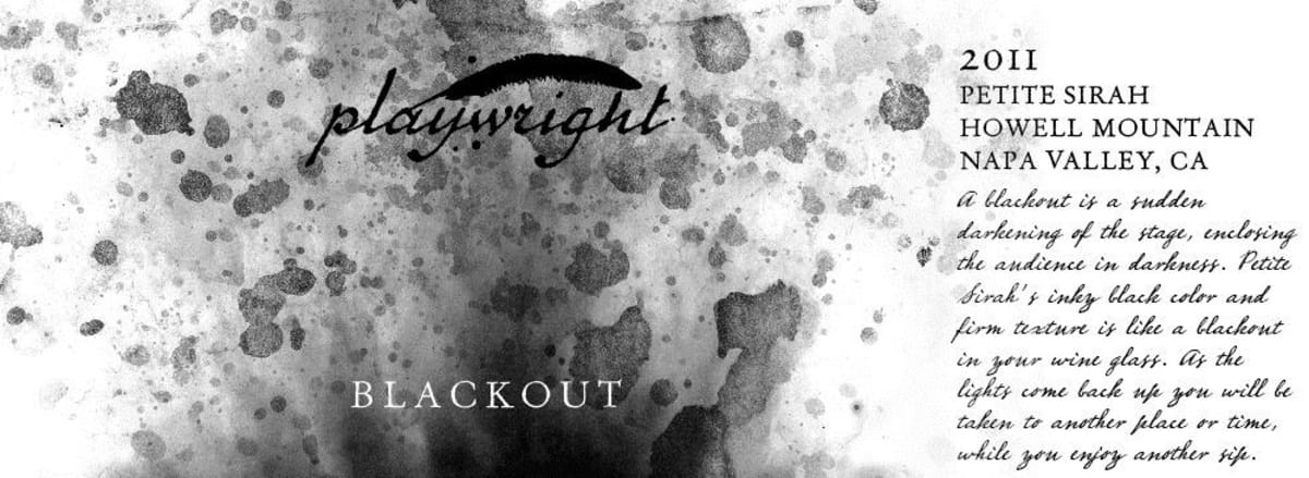 Playwright Wines Blackout Petite Sirah 2011 Front Label