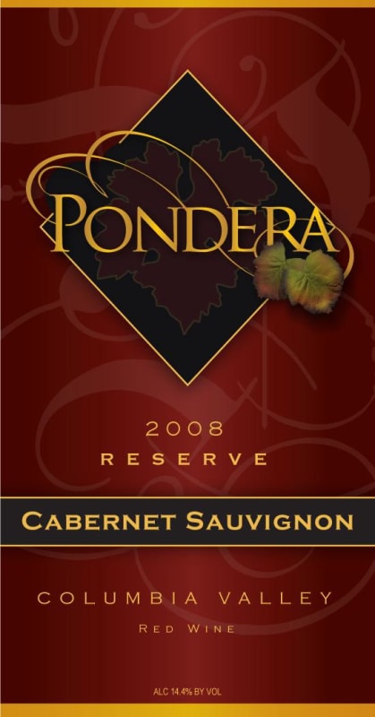 Pondera Winery Reserve Cabernet Sauvignon 2008 Front Label