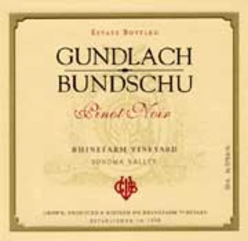 Gundlach Bundschu Pinot Noir Rhinefarm 2000 Front Label
