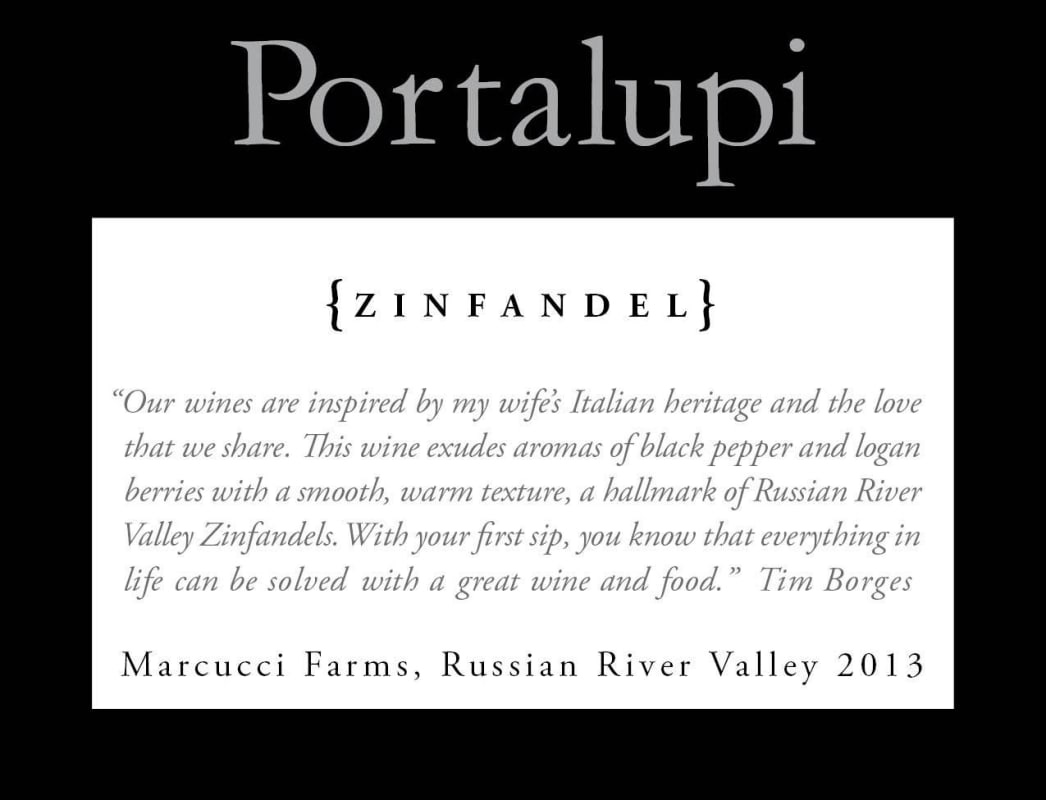 Portalupi Marcucci Farms Zinfandel 2013 Front Label