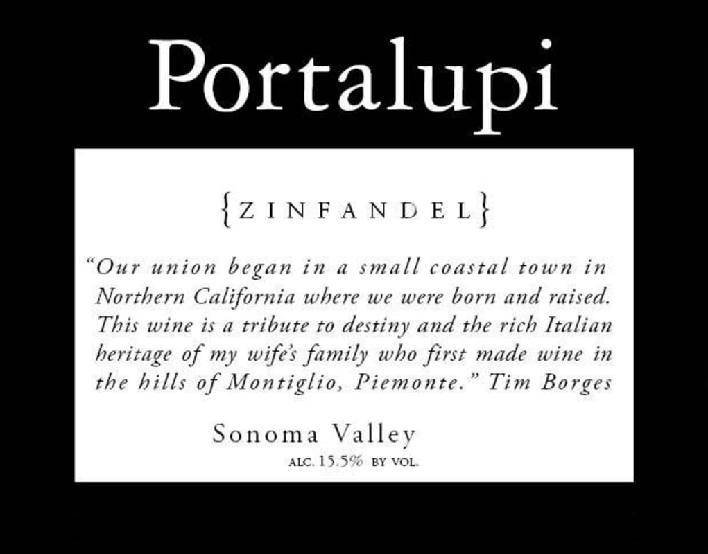 Portalupi Sonoma Valley Zinfandel 2009 Front Label