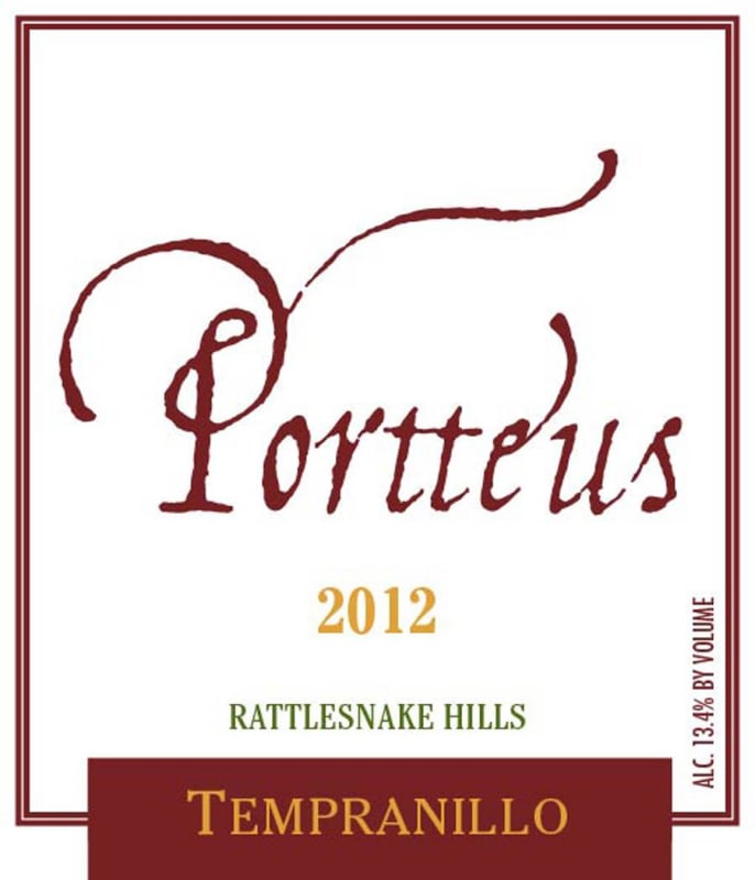 Portteus Vineyards Tempranillo 2012 Front Label