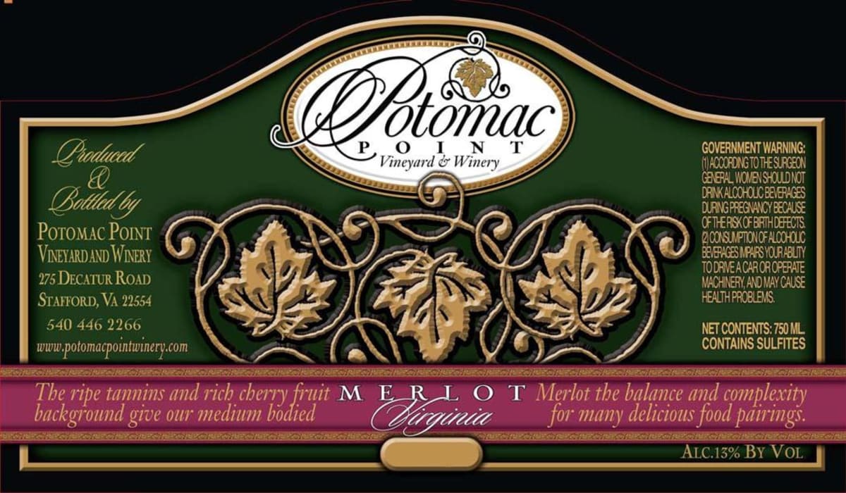 Potomac Point Vineyard & Winery Merlot 2008 Front Label
