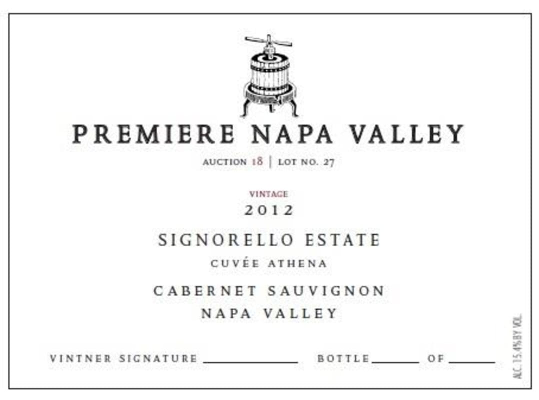 Signorello Cuvee Athena Cabernet Sauvignon (Premiere Napa Auction) 2012 Front Label