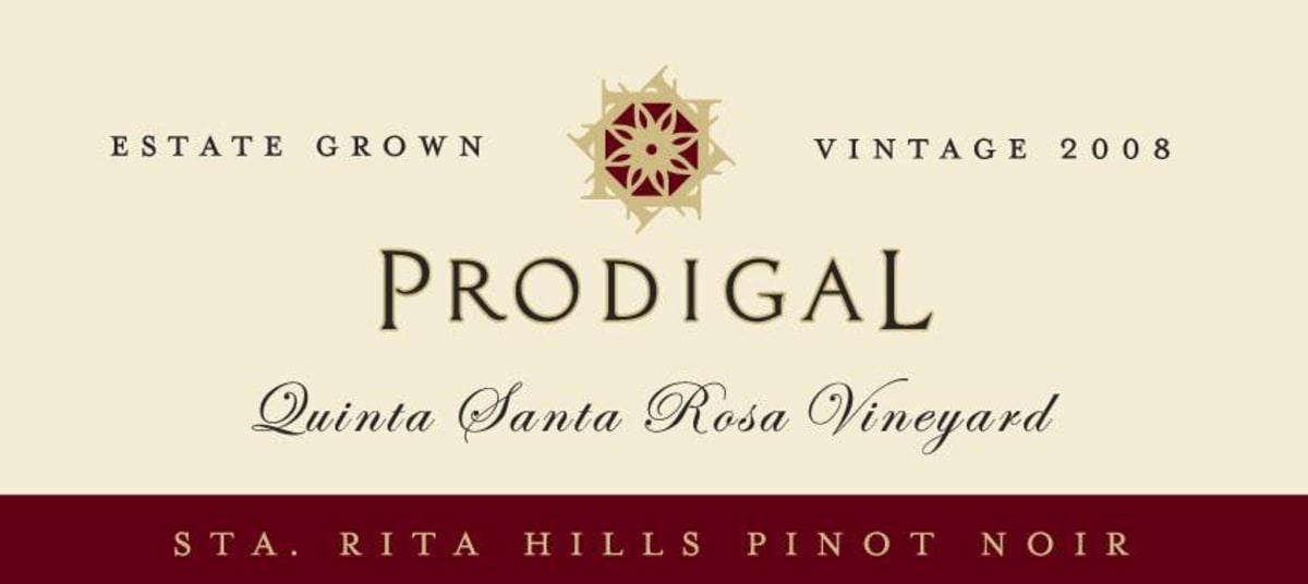 Prodigal Wines Quinta Santa Rosa Vineyard Pinot Noir 2008 Front Label