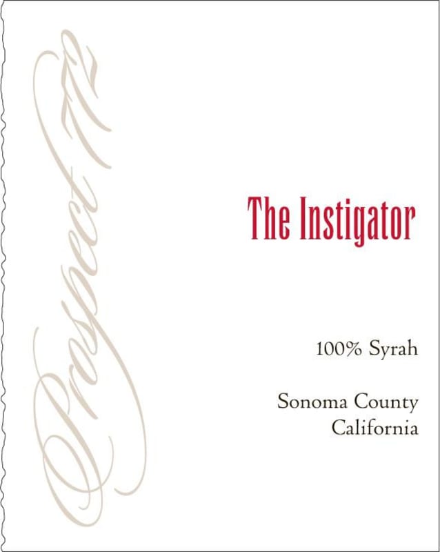 Prospect 772 The Instigator Syrah 2012 Front Label