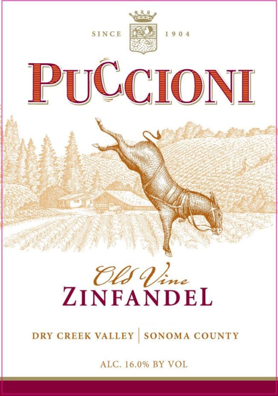 Puccioni Vineyards Old Vine Zinfandel 2012 Front Label