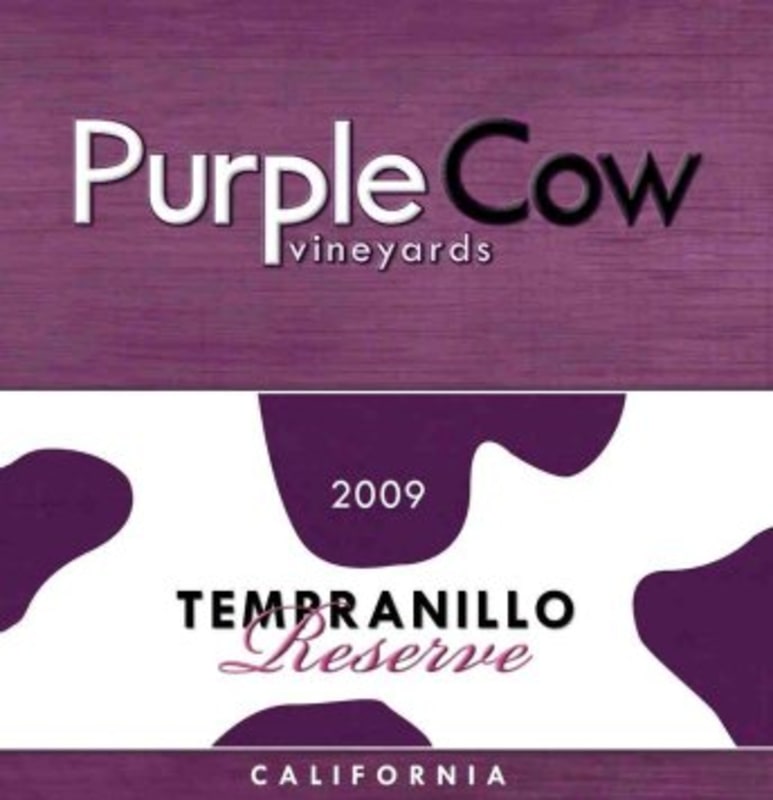 Purple Cow Vineyards Reserve Tempranillo 2009 Front Label