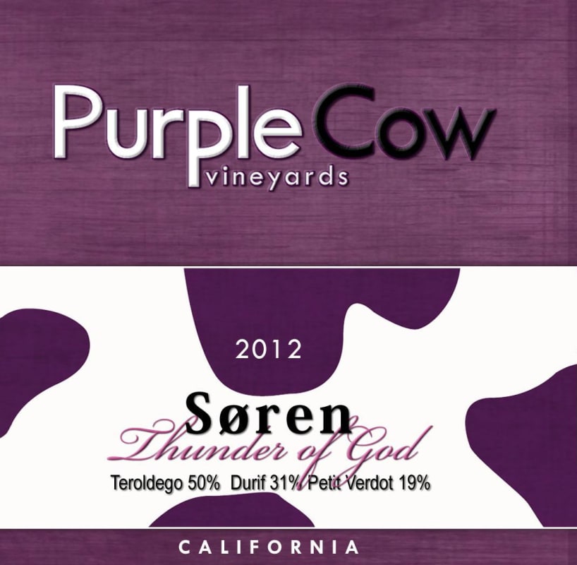 Purple Cow Vineyards Soren Thunder of God 2012 Front Label