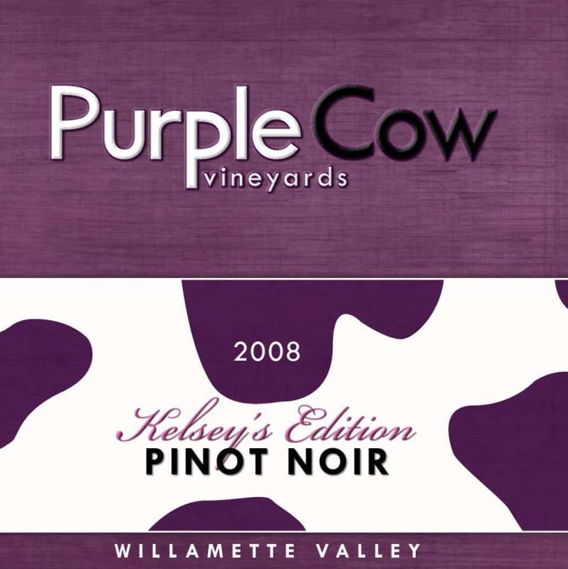 Purple Cow Vineyards Kelseys Edition Pinot Noir 2008 Front Label