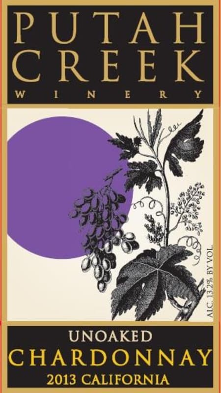 Putah Creek Winery Unoaked Chardonnay 2013 Front Label