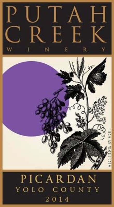 Putah Creek Winery Picardan 2014 Front Label