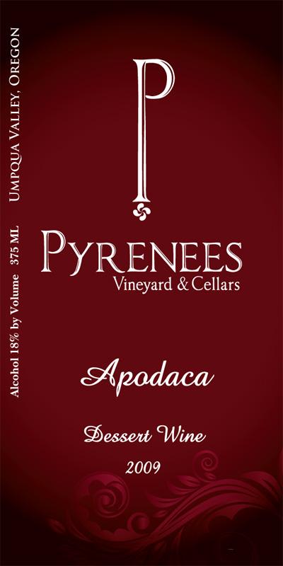 Pyrenees Vineyard & Cellars Apodaca Dessert Wine 2009 Front Label