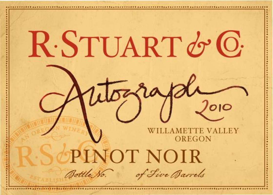 R. Stuart & Co. Autograph Pinot Noir 2010 Front Label