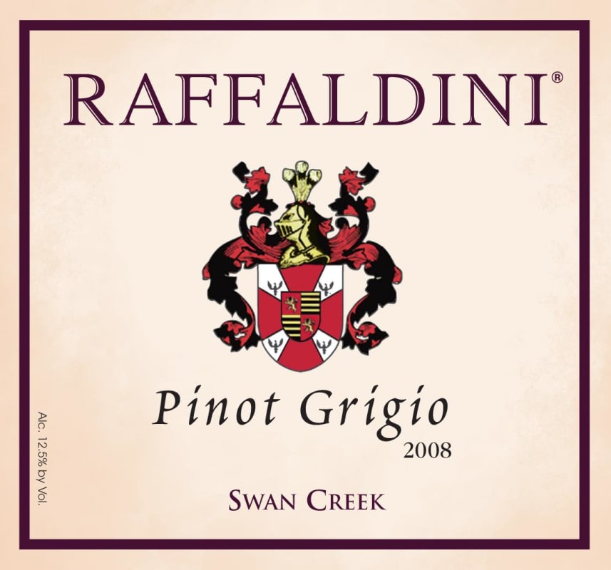 Raffaldini Vineyards & Winery, LLC. Pinot Grigio 2008 Front Label