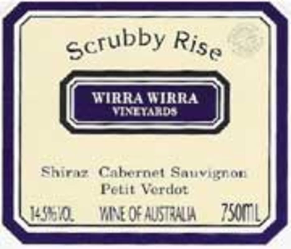 Wirra Wirra Scrubby Rise Red 2001 Front Label