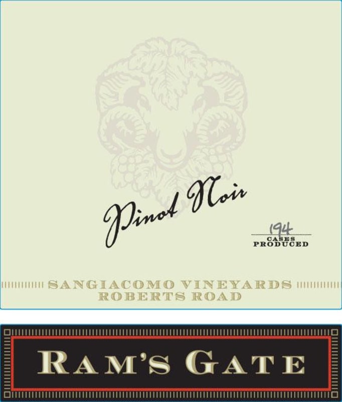 Ram's Gate Winery Sangiacomo Roberts Road Vineyard Pinot Noir 2013 Front Label