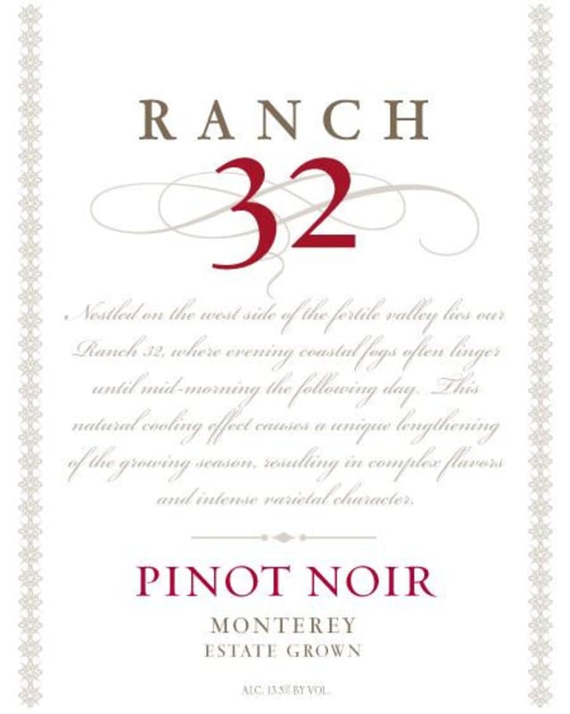 Ranch 32 Wines Estate Grown Pinot Noir 2012 Front Label
