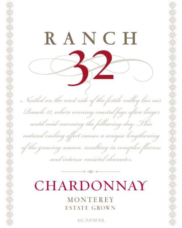 Ranch 32 Wines Estate Grown Chardonnay 2013 Front Label