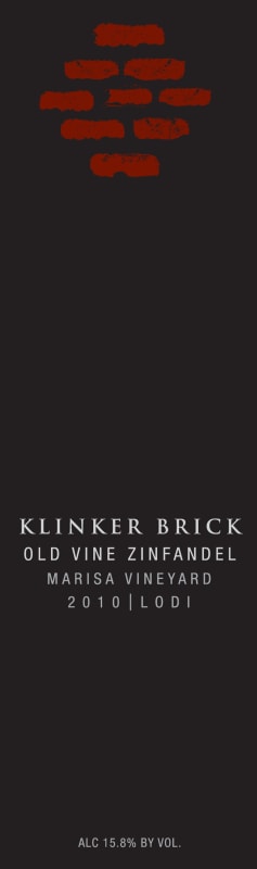 Klinker Brick Marisa Vineyard Old Vine Zinfandel 2010 Front Label