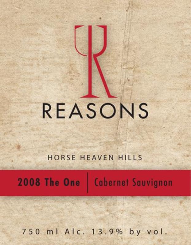 Reasons Wines The One Cabernet Sauvignon 2008 Front Label