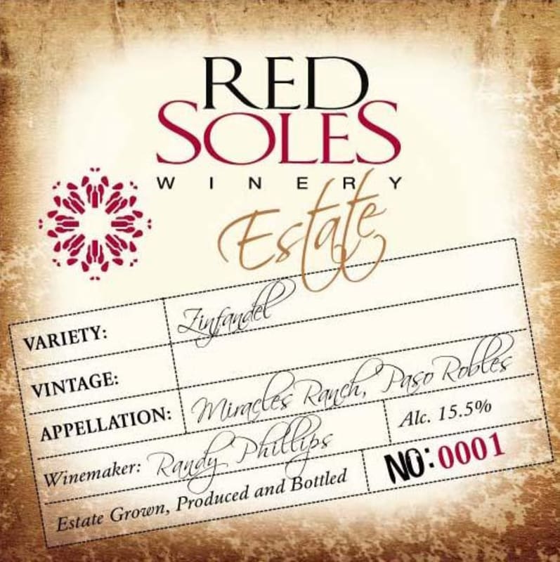 Red Soles Winery Miracles Ranch Estate Zinfandel 2011 Front Label