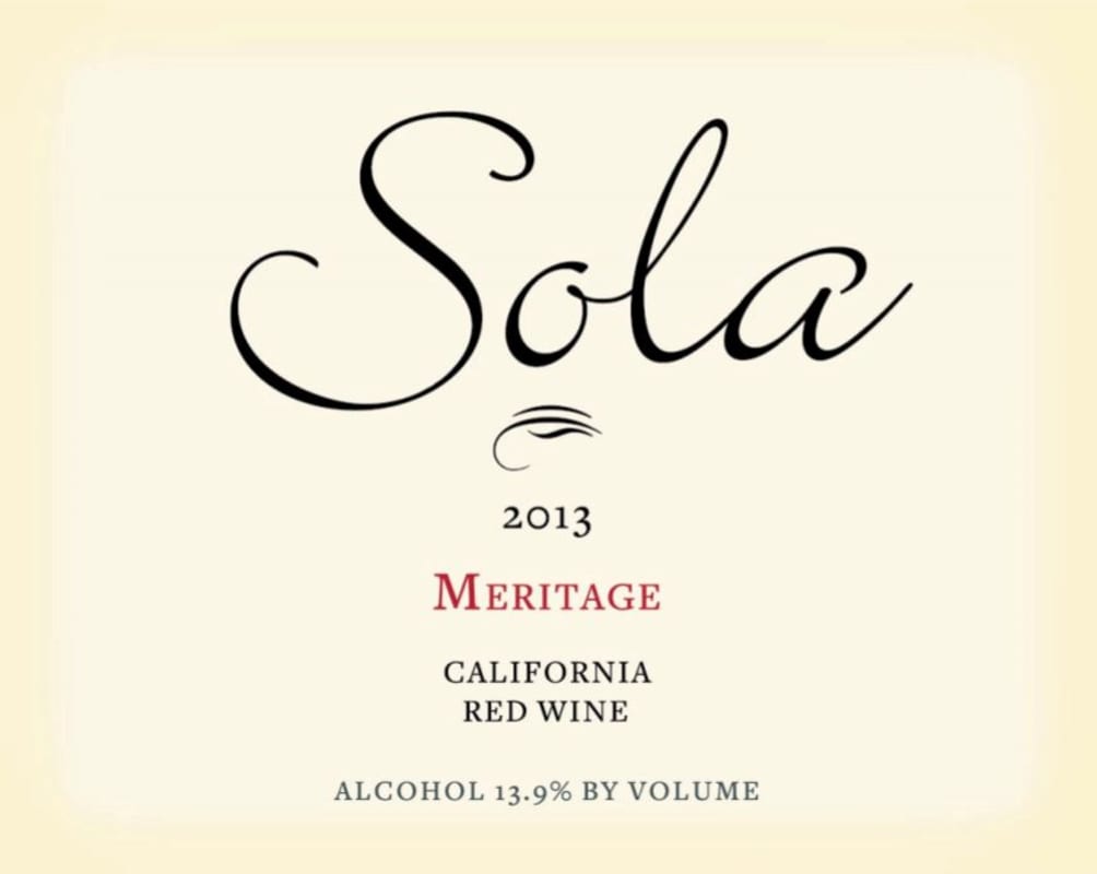 Sola California Meritage 2013 Front Label