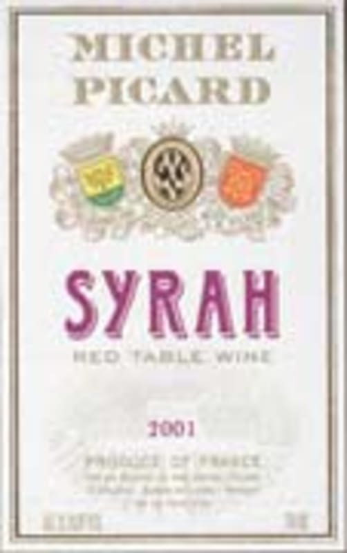 M. Picard Syrah Vin de Pays 2001 Front Label