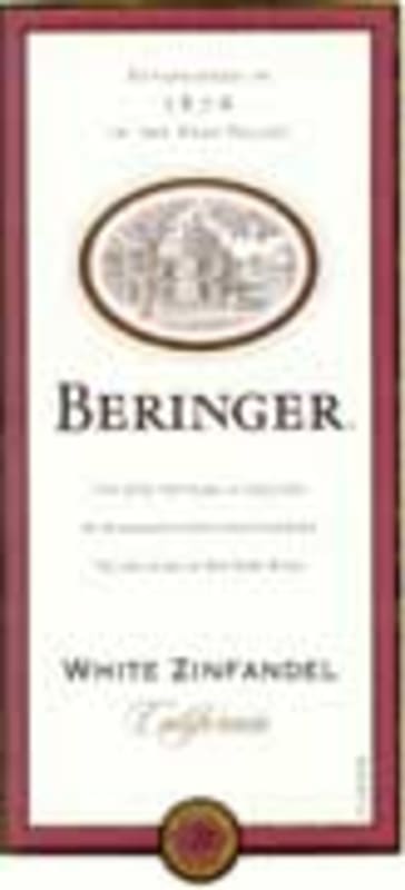 Beringer White Zinfandel 2002 Front Label