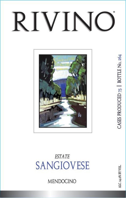 Rivino Sangiovese 2012 Front Label