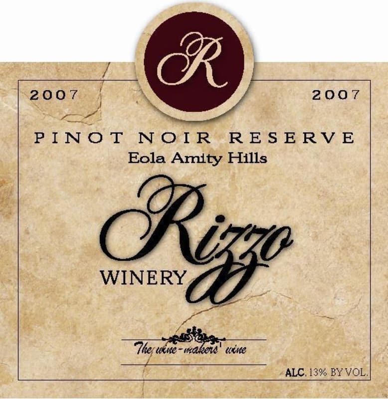 Rizzo Winery Reserve Pinot Noir 2007 Front Label