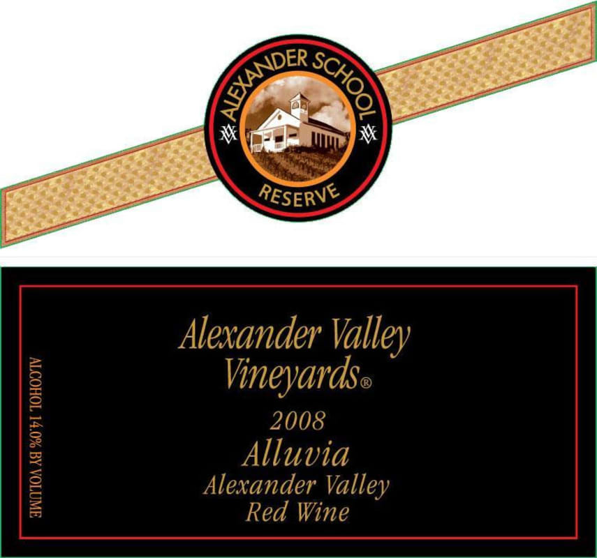 Alexander Valley Vineyards School Alluvia Rhone Blend 2008 Front Label