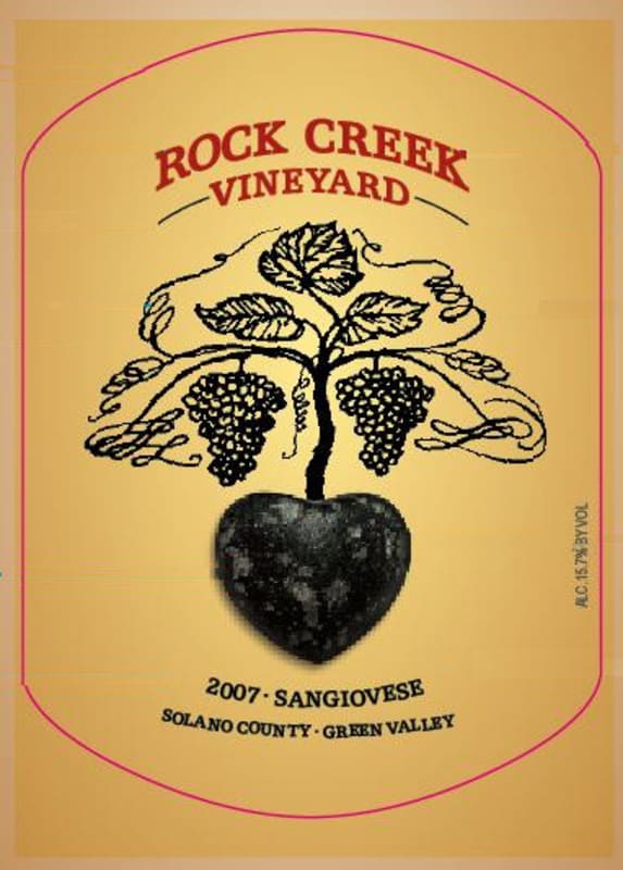 Rock Creek Vineyard Sangiovese 2007 Front Label