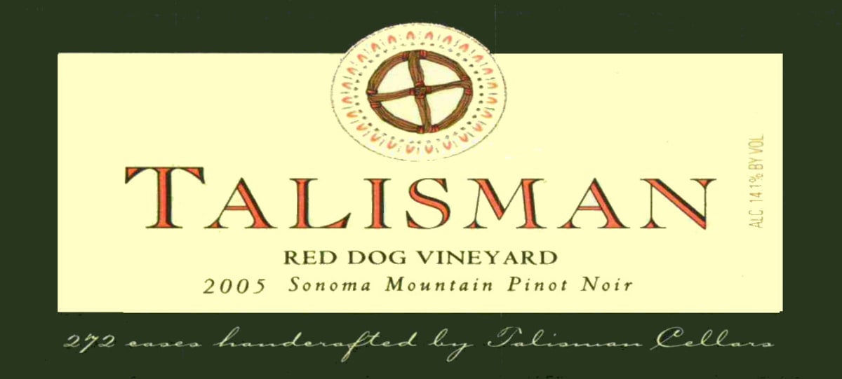 Talisman Wines Red Dog Vineyard Pinot Noir 2005 Front Label