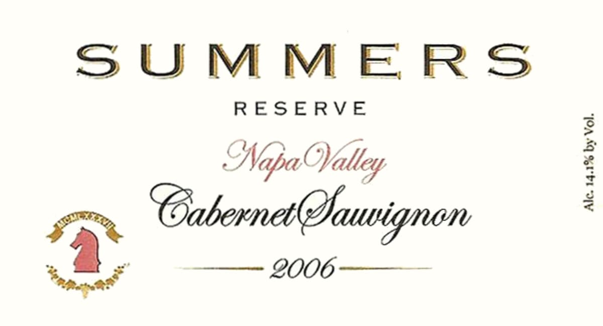 Summers Estate Calistoga Reserve Cabernet Sauvignon 2006 Front Label