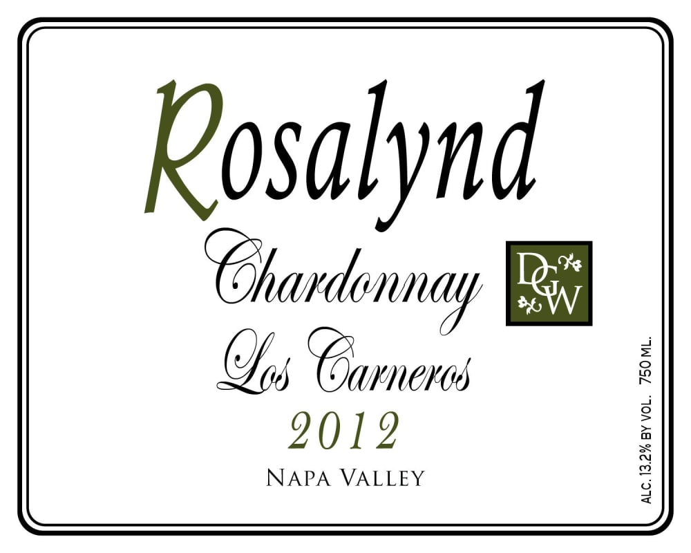 Rosalynd Winery Chardonnay 2012 Front Label
