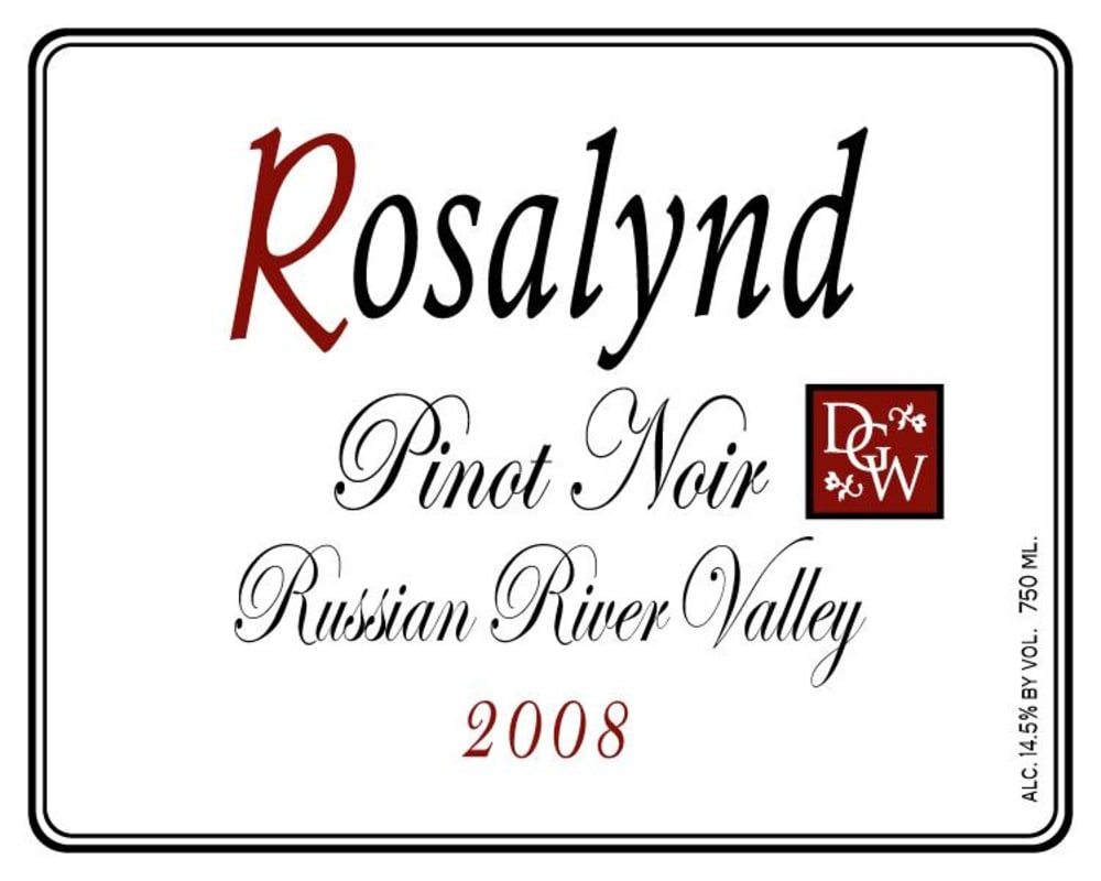 Rosalynd Winery Pinot Noir 2008 Front Label