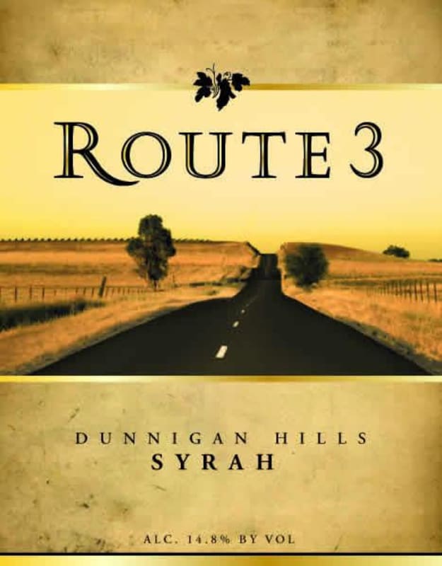 Route 3 Wines Syrah 2013 Front Label