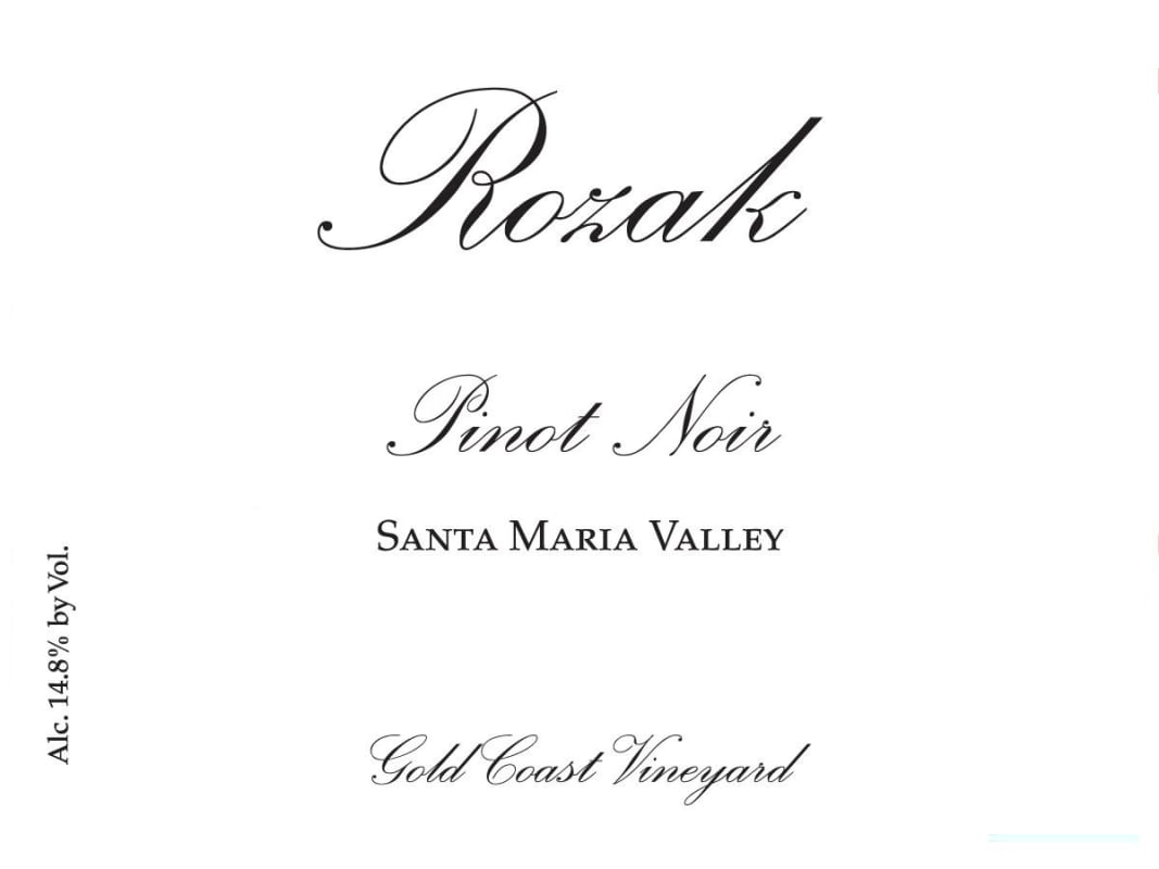 Rozak Vintners Pinot Noir 2009 Front Label