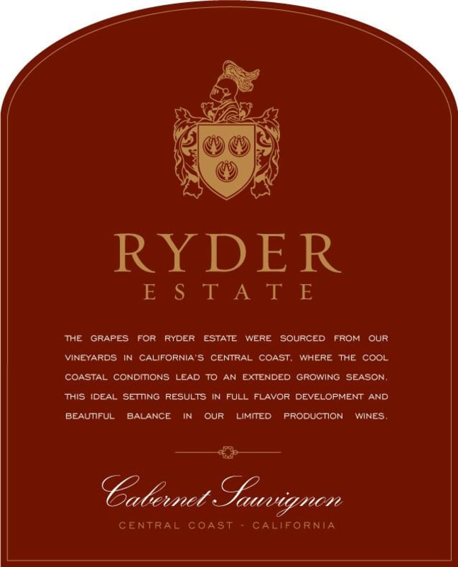 Ryder Estate Cabernet Sauvignon 2013 Front Label