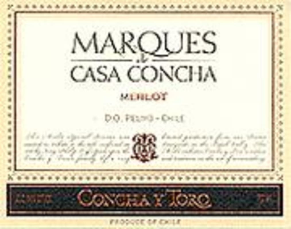 Concha y Toro Marques de Casa Concha Merlot 2001 Front Label
