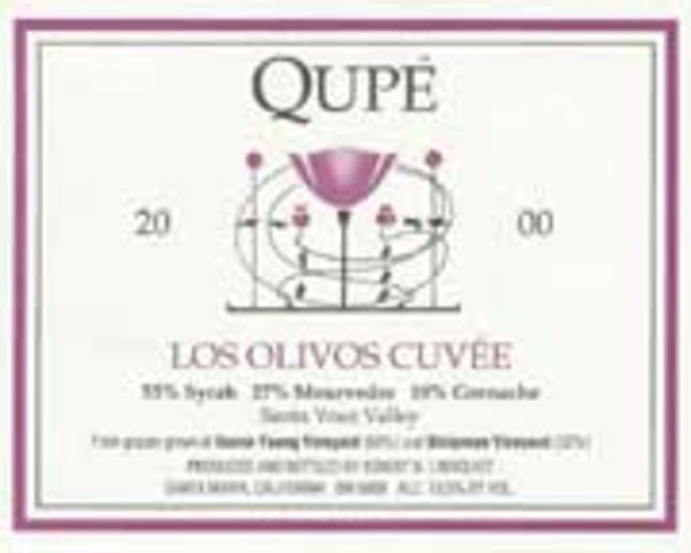 Qupe Santa Barbara County Los Olivos Cuvee 2000 Front Label