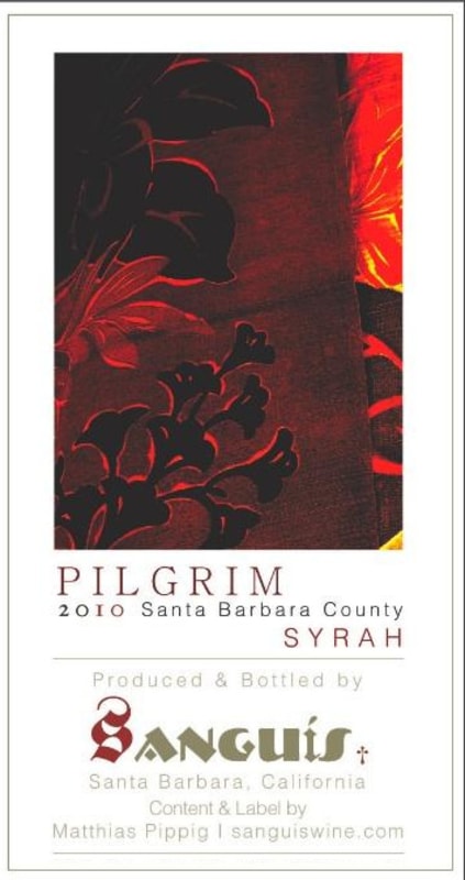 Sanguis Pilgrim Syrah 2010 Front Label